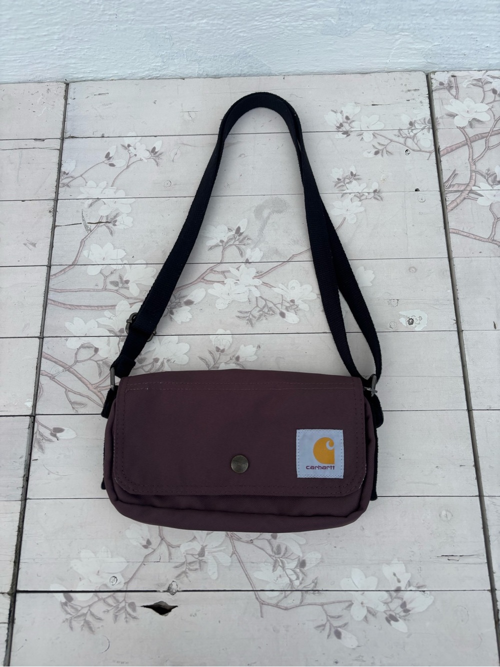 Carhartt Small Messenger Bag in Plum with Black Strap